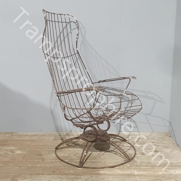 Brown Metal Garden Swivel Rocker Chair and Footstool