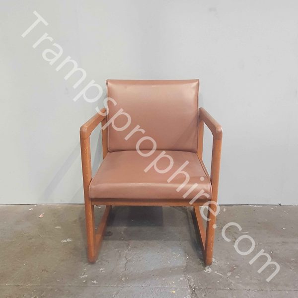 Wood and Leatherette Arm Chairs