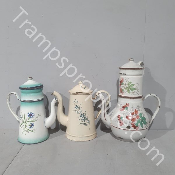 Assorted French Enamel Coffee and Tea Pots