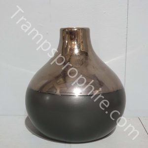 Black and Metallic Copper Ball Shaped Ceramic Vase