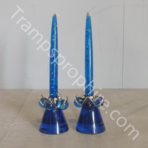 Pair of Blue Lucite  Candlesticks and Holders