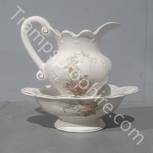 English Floral Pitcher and Wash Bowl