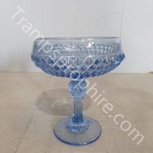 Indiana Blue Diamond Point Stemmed Glass