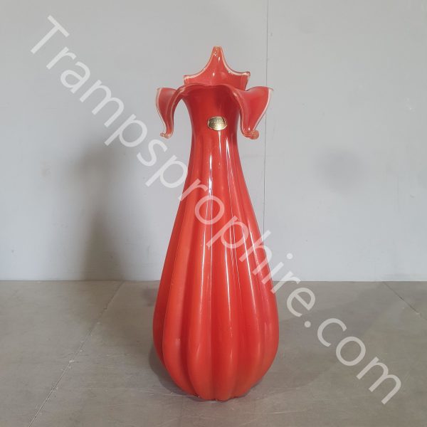 Tall Red Italian Glass Vase