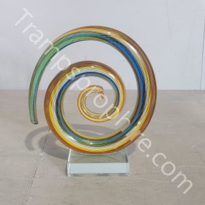 Decorative Striped Glass Swirl On Glass Base