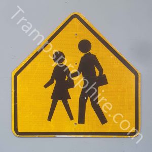 Medium Yellow Reflective Pedestrians Crossing Road Sign