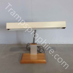 Cream Metal and Wood Office Desk Lamp