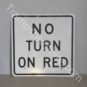 Large White Reflective No Turn On Red Road Sign