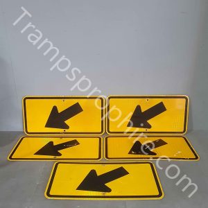 Orange Arrow Warning Road Sign