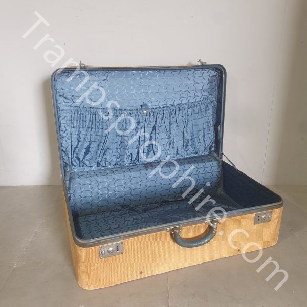 English Tan Canvas Covered Suitcase