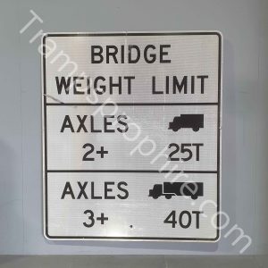 Large White Bridge Weight Road Sign
