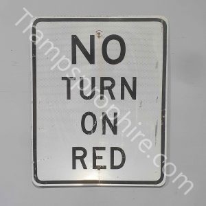 Medium White Reflective No Turn On Red Road Sign