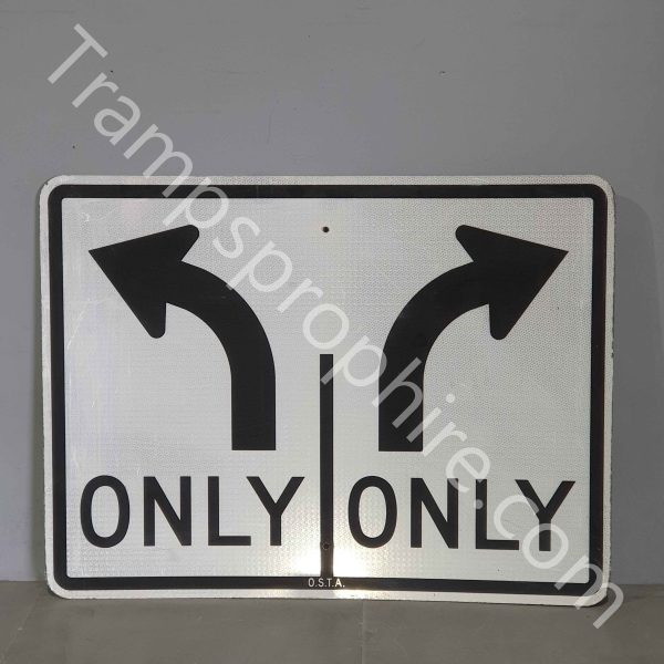 White Reflective Two-Lane Direction Road Sign