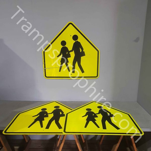 Yellow Reflective Pedestrians Crossing Road Sign