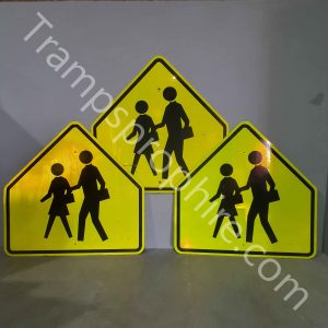 Yellow Reflective Pedestrians Crossing Road Sign