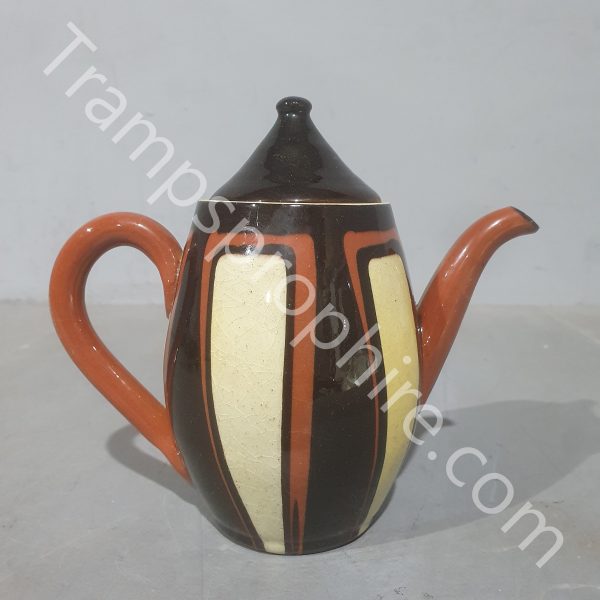 Brown Ceramic Coffee Pot and 2 Cups