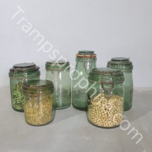 Green Glass Storage Jars