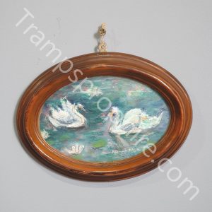Small Swans Oval Painting