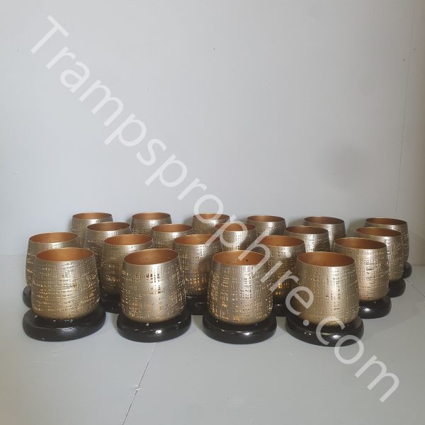 Textured Brass Tealight Holder and Black Base