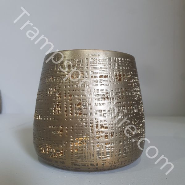 Textured Brass Tealight Holder and Black Base