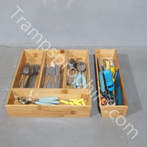 Wooden Cutlery Tray and Utensil Tray Set