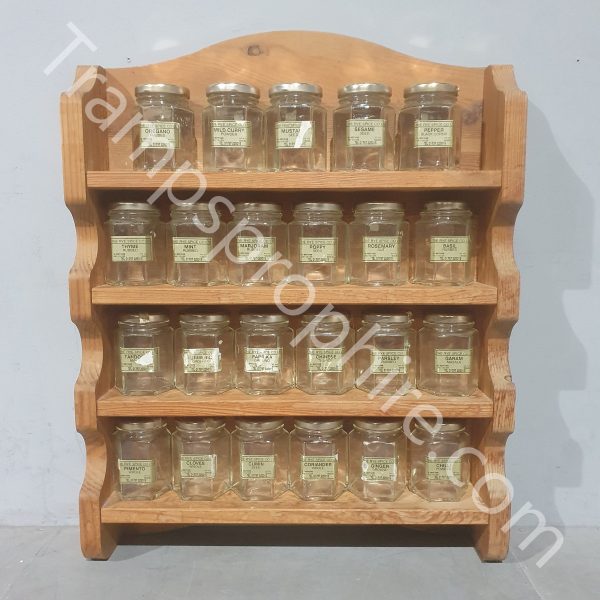 Wooden Spice Rack With Spice Jars