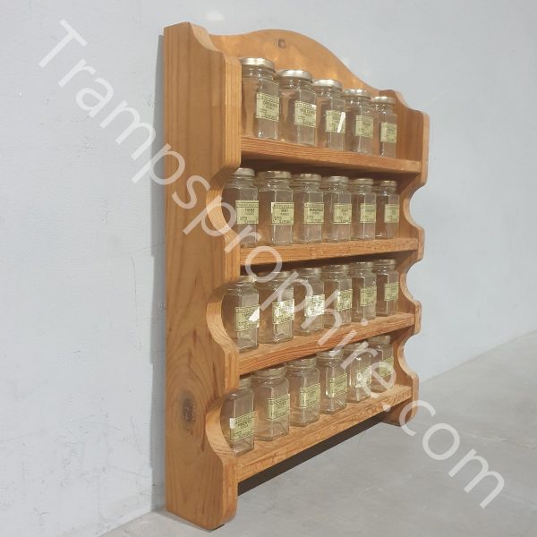 Wooden Spice Rack With Spice Jars