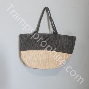 Black and Tan Straw Bag