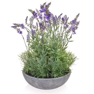 Artificial Lavender in Stone Bowl