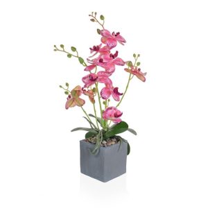 Artificial Pink Orchid in Slate Pot