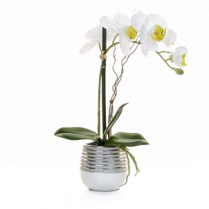 Artificial Potted White Orchid