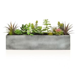 Artificial Mixed Succulents in Steel Trough