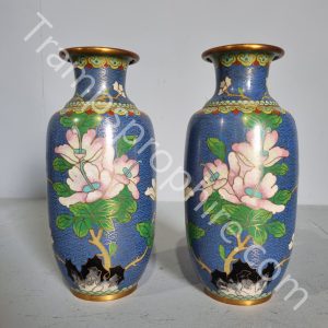 Floral Enamel Brass Vase