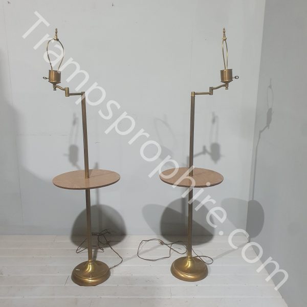 Brass Floor Standing Lamp With Table