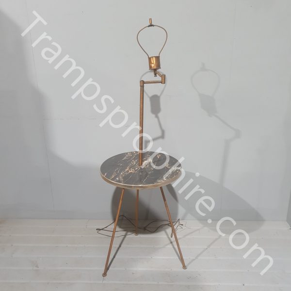 Copper Floor Standing Lamp With Table
