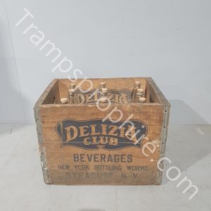 Wooden Advertising Crate and Bottles