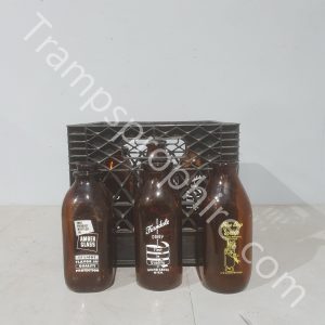 Amber Glass Milk Bottles With Plastic Crate