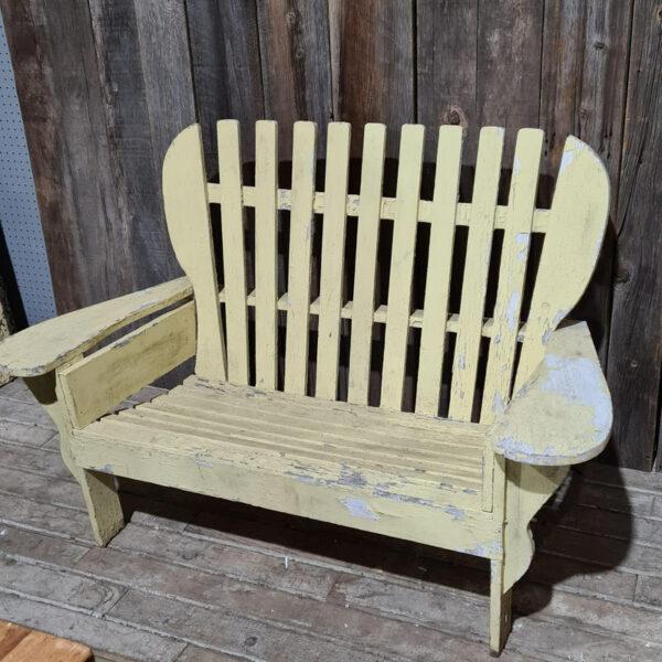 Vintage Wood Adirondack Garden Bench Yellow