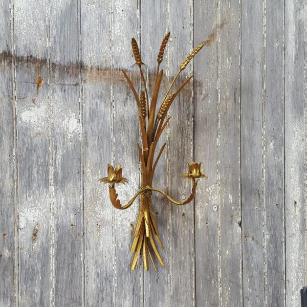 Gilded Wheat Two Candle Sconce