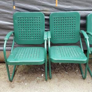 Matching Green Vintage American Metal Lawn Chairs