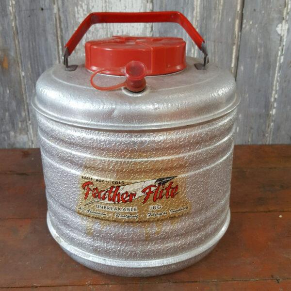 1950’s Vintage Picnic FEATHER FLITE Insulated Aluminium Thermos Cooler Jug Insulator Thermos