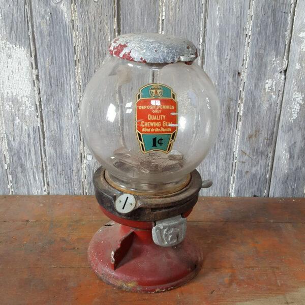 Cast Iron Columbus Model A Coin Operated Peanut / Gumball Machine
