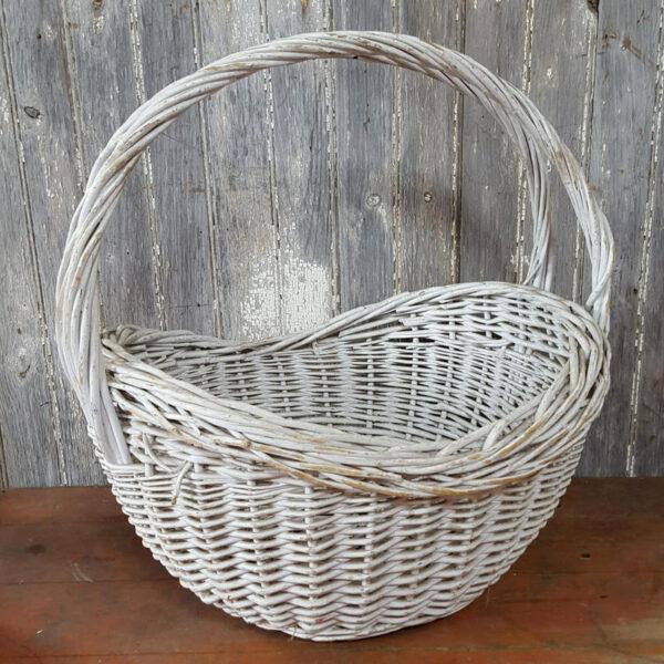 Vintage White Wooden Basket