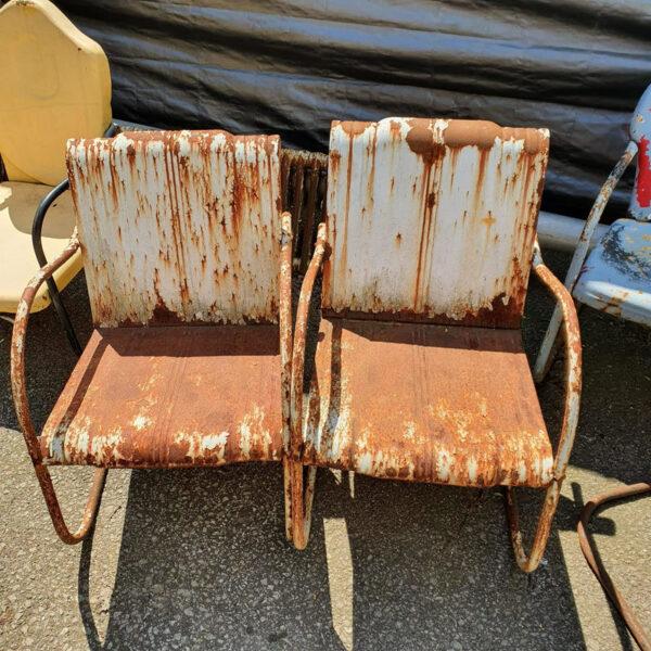 Original Vintage Porch Metal Garden Chairs White