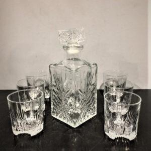 Cut Glass Decanter & 6 Glasses