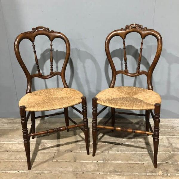 Elegant Rush Seat Antique Chairs