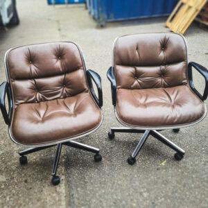 Brown Leather Knoll Pollock Chairs